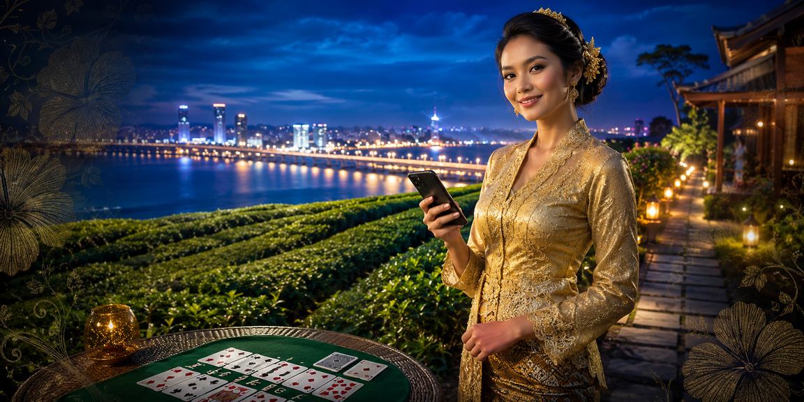 Pemain wanita berbaju kebaya dari Johor menikmati Rummy dalam talian