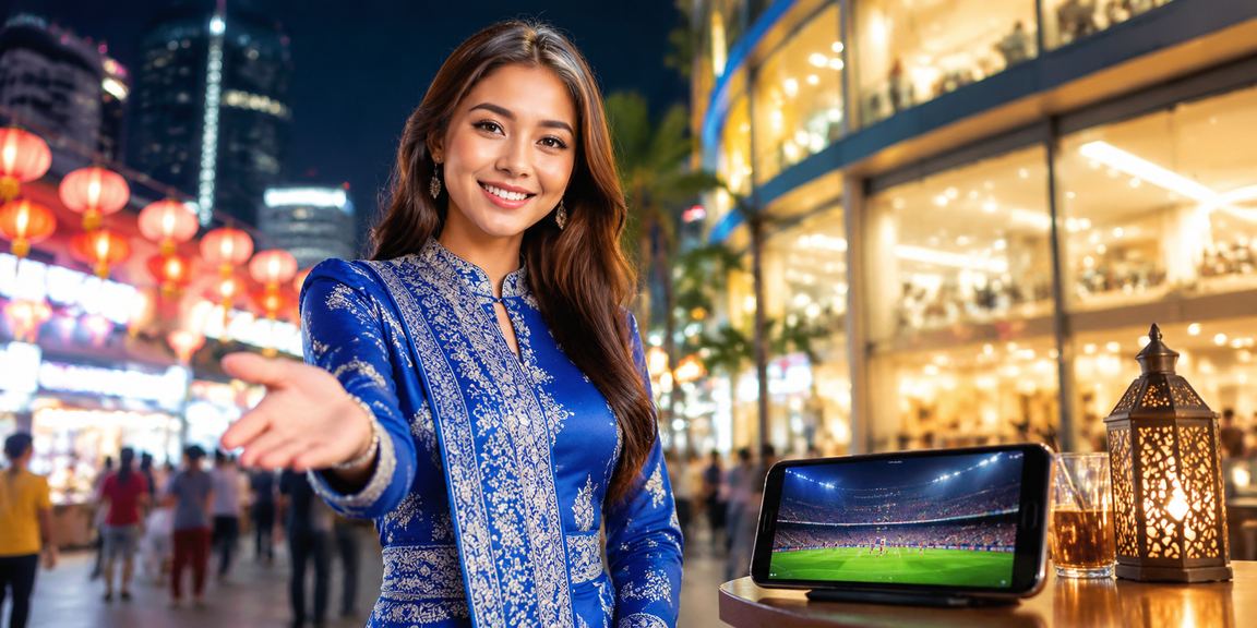Pengguna wanita Malaysia menggunakan kasino mudah alih 1664 dalam baju kurung di Kuala Lumpur